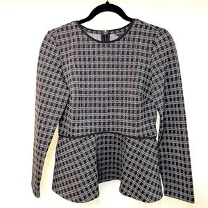 New Ann Taylor Plaid Piped Peplum Top